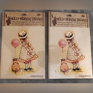 2 Vntg  HOLLY HOBBIE Decal Prints For Crafts, Decoupage or Framing New From 70’s
